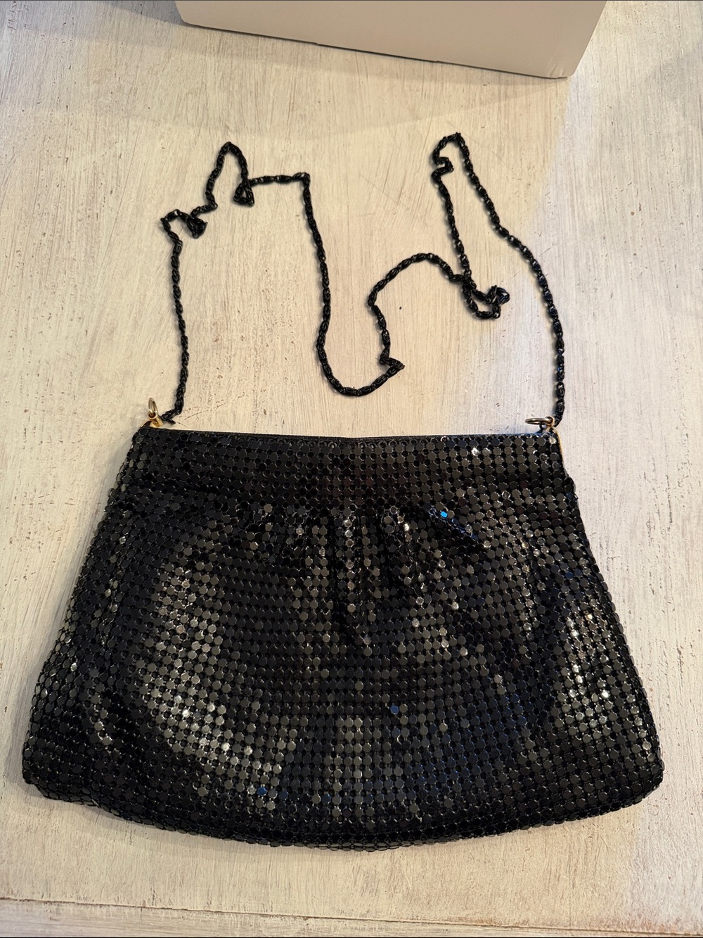 Black Sequin Chain Shoulder Bag